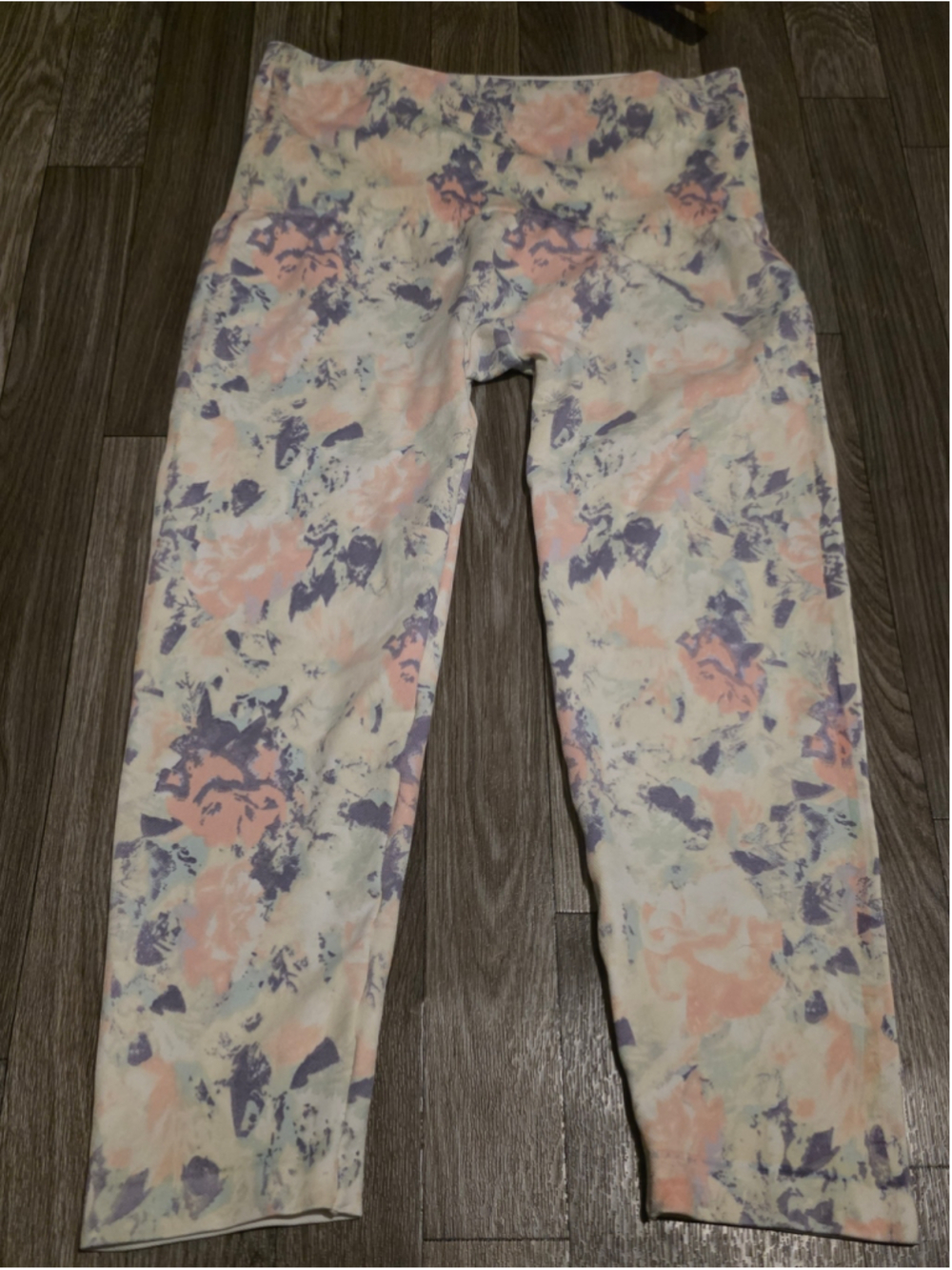 Women's Breezies Floral Leggings XL White Pink